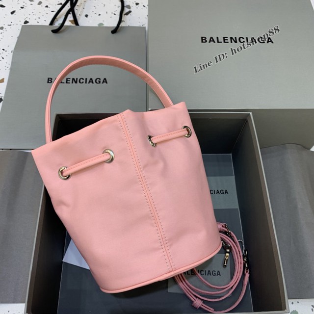 Balenciaga專櫃爆款Balen超輕水桶包 巴黎世家粉色帆布手提包 fyj1500